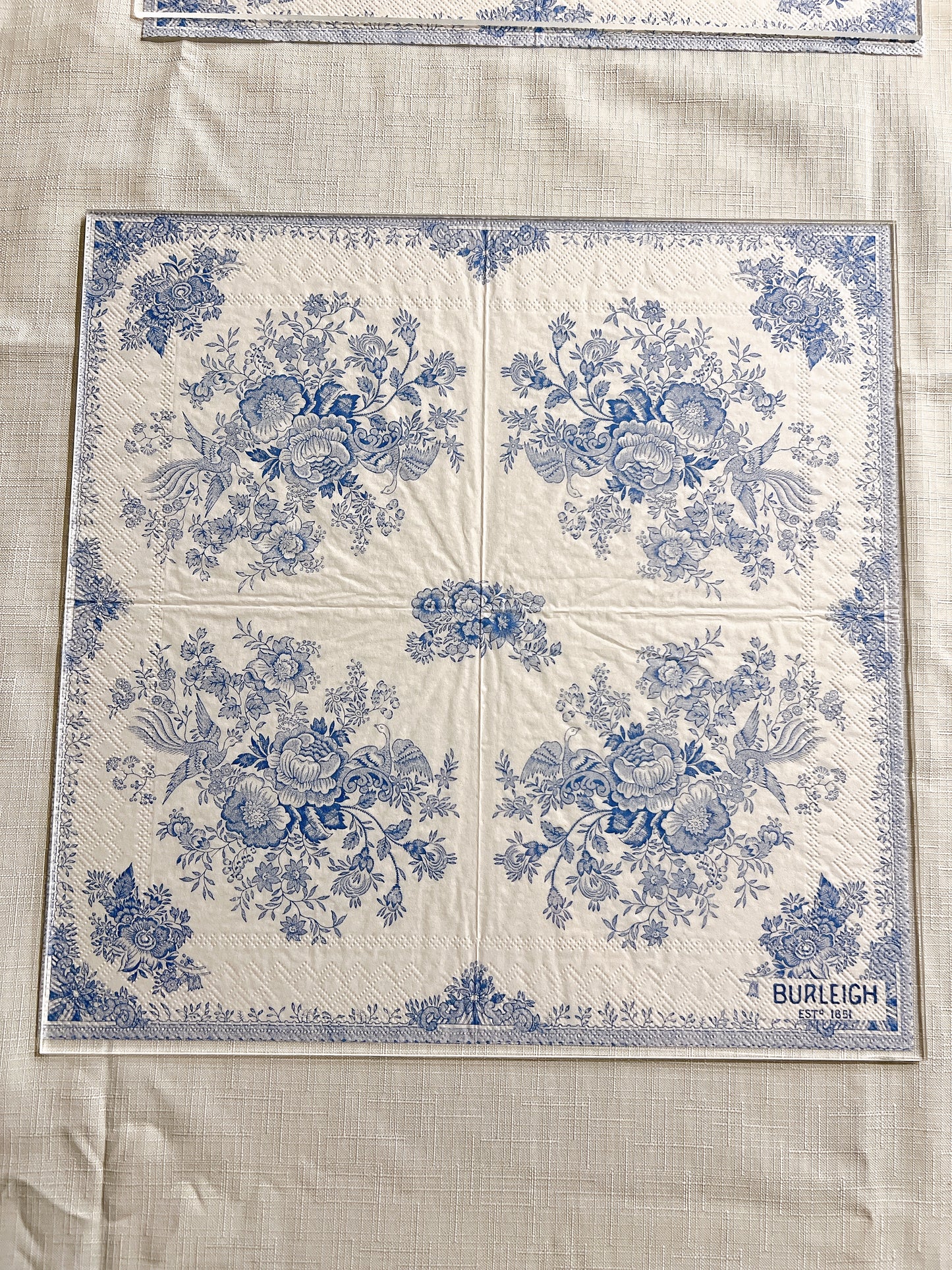 ペーパーナプキン　Burleigh バーレイ　アジアティックフェザンツ　水色【ihr】