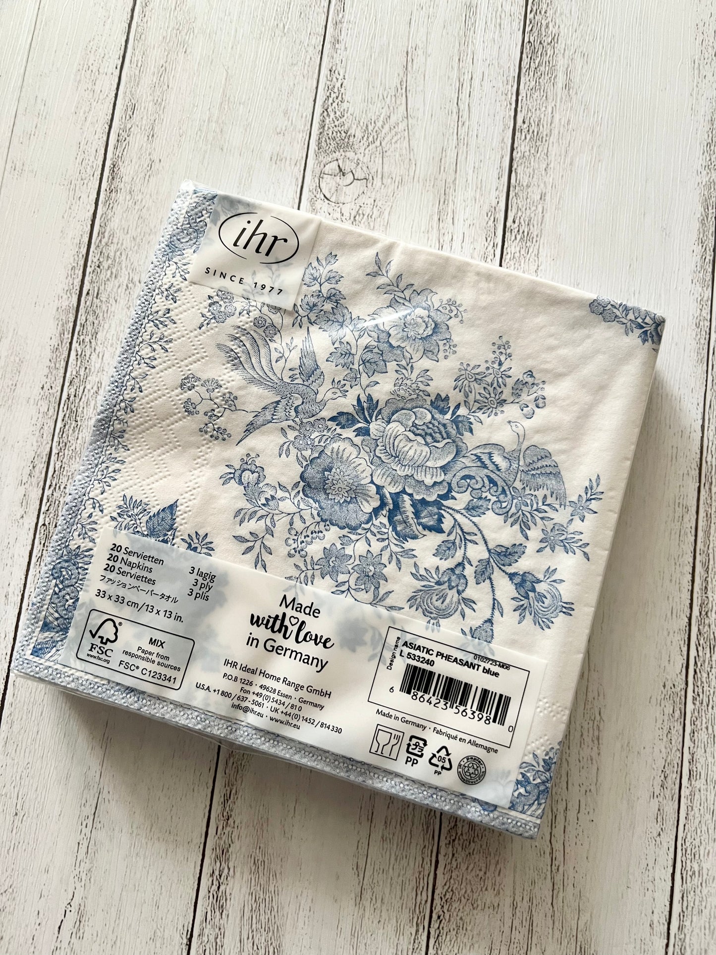 ペーパーナプキン　Burleigh バーレイ　アジアティックフェザンツ　水色【ihr】