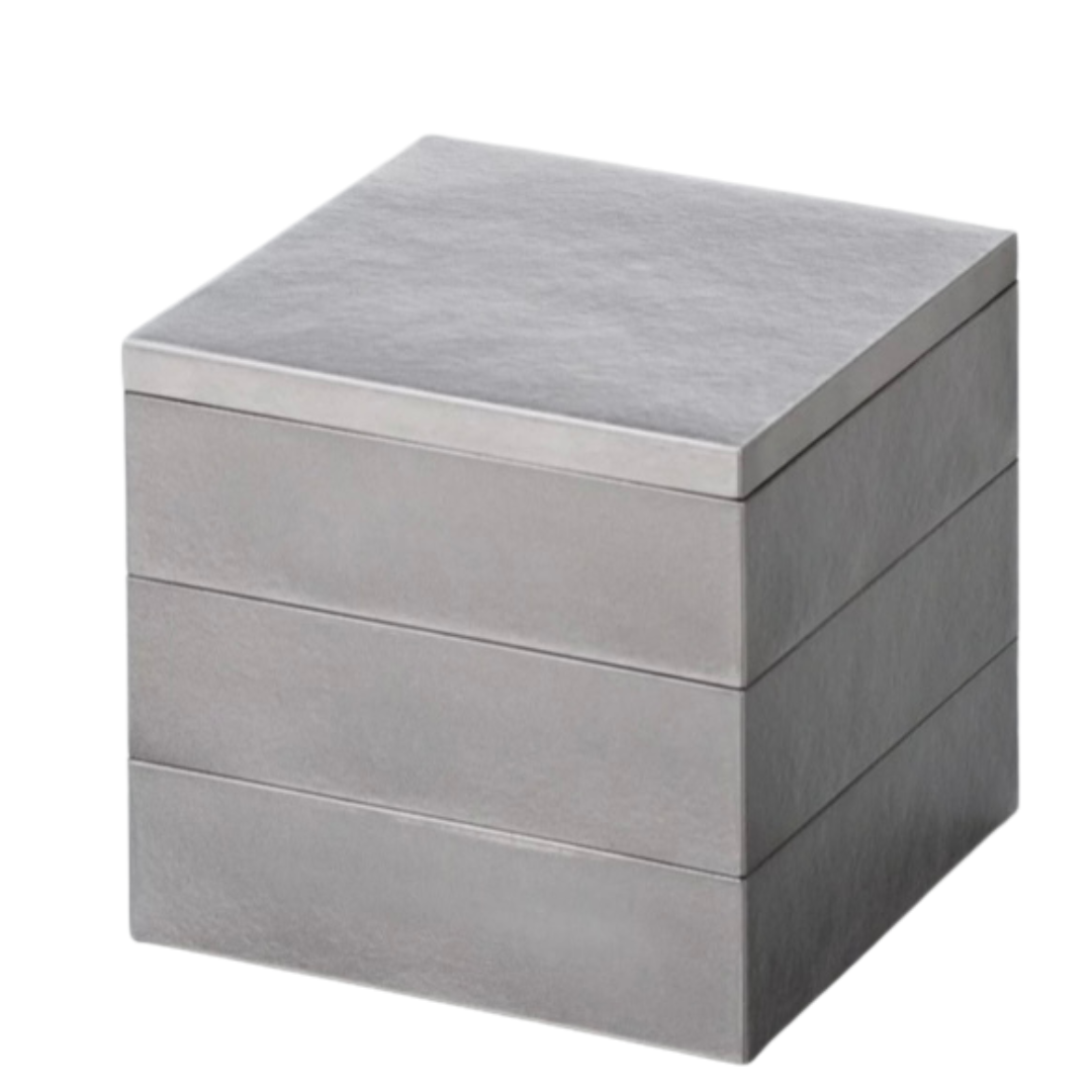 シルバー三段重　５寸【北市漆器店】