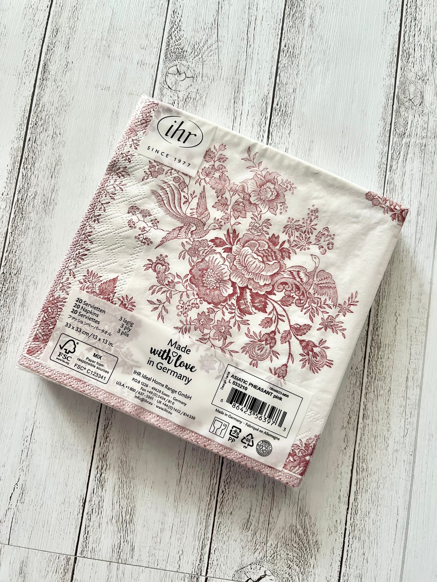 ペーパーナプキン　Burleigh バーレイ　アジアティックフェザンツ　ピンク【ihr】