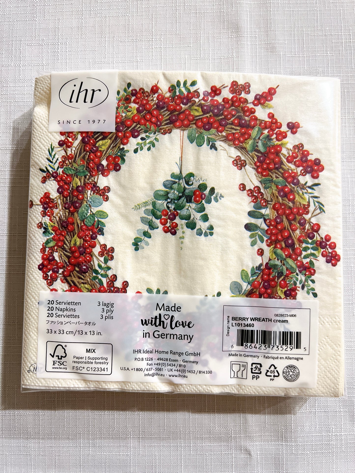 ペーパーナプキン　クリスマスリース【ihr】